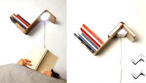 Рафт с лампа за четене